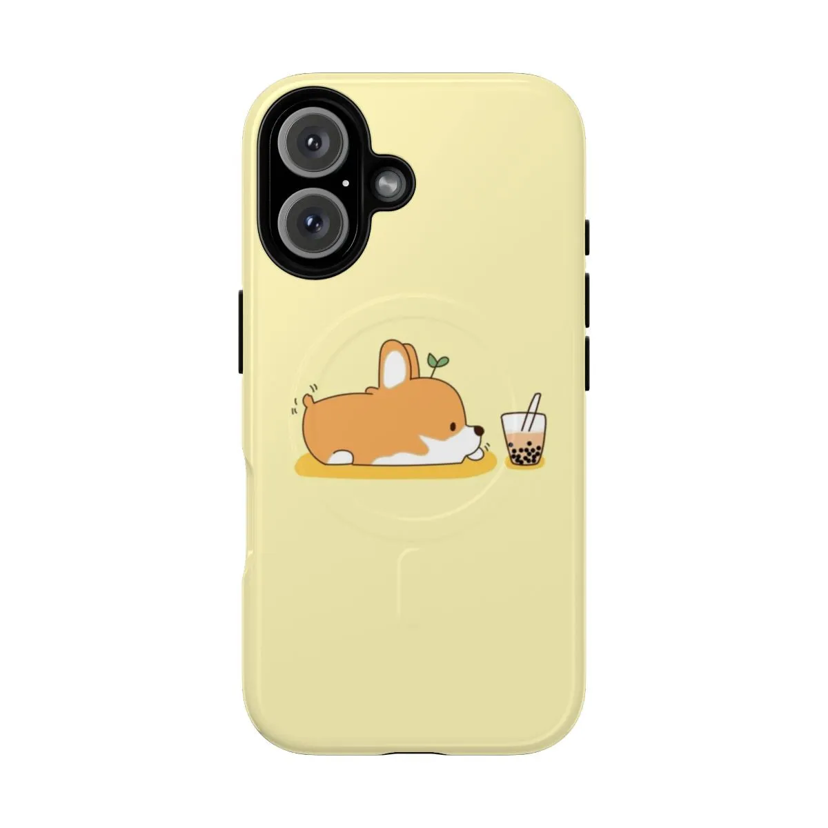 Adorable Corgi and Bubble Tea Themed Magnetic Tough Phone Case