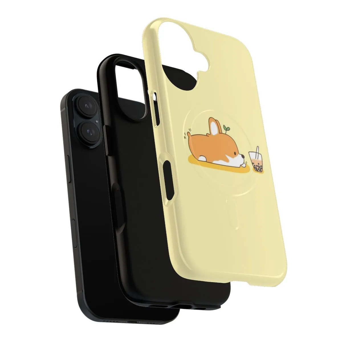 Adorable Corgi and Bubble Tea Themed Magnetic Tough Phone Case