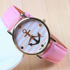 Ahoy! Anchor Watch in Pink and White Stripes