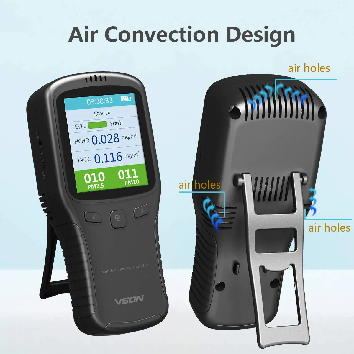 Air Quality Monitor with Formaldehyde Detector, Temperature & Humidity Sensor, PM2.5/PM10 Tester for Office/Car ;PL