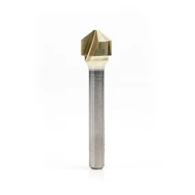 Amana - A45781 Carbide V-Groove 108 Deg. Folding for Composite Material Panels Like TCM, CCM, ACM, 0.090 Inch Tip Width x 5/32 x 1/2 Dia. x 1/4 Inch Shank ZrN Coated Router Bit