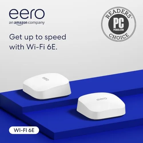 Amazon eero Pro 6E mesh wifi router (newest model) - 2.5 Gbps Ethernet, Coverage up to 4,000 sq. ft., Connect 100  devices, 2-Pack