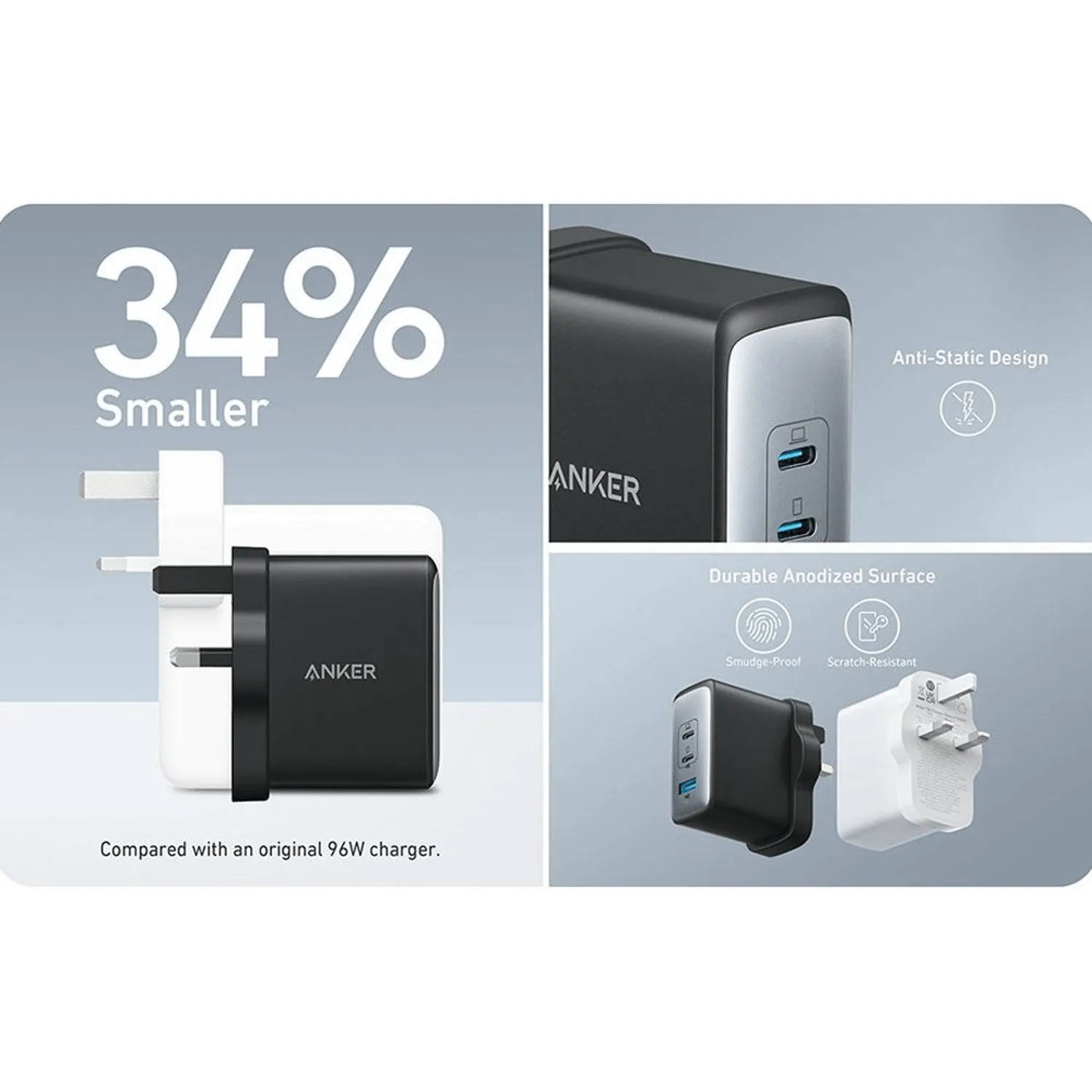 Anker 736 3 Port Wall Charger (Nano II 100W) - A2145