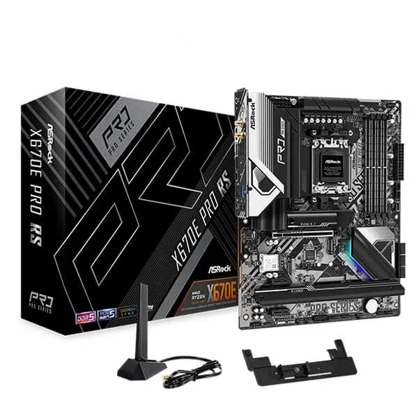 AsRock X670E Pro RS (Wi-Fi) Motherboard Supports AMD Ryzen™ 7000 Series Processors 1 M.2 Key-E for WiFi