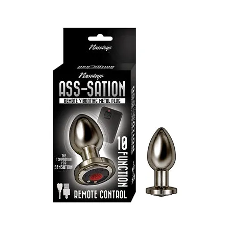 Ass-Sation Remote Vibrating Metal Plug - Black