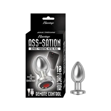 Ass-Sation Remote Vibrating Metal Plug - Silver