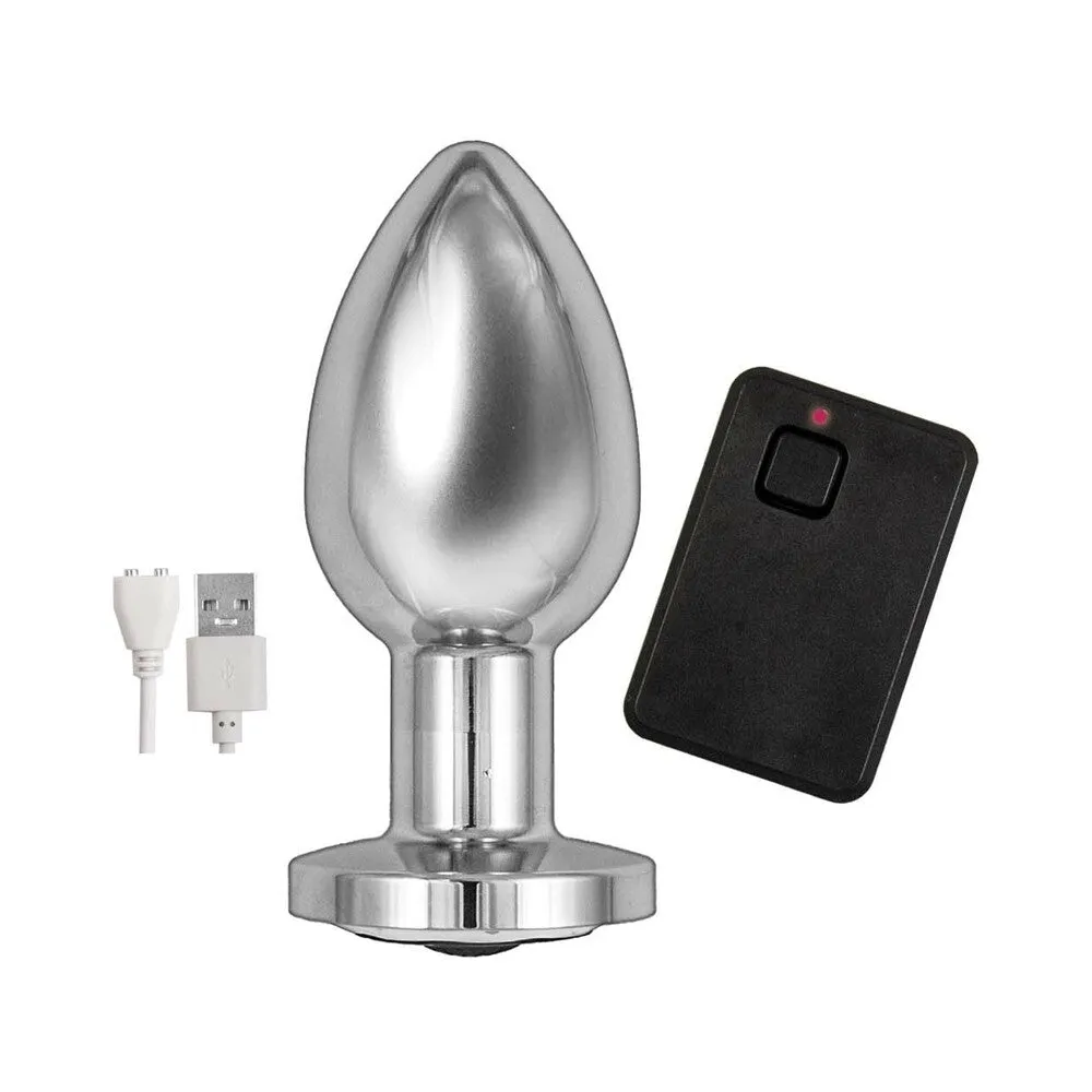 Ass-Sation Remote Vibrating Metal Plug - Silver