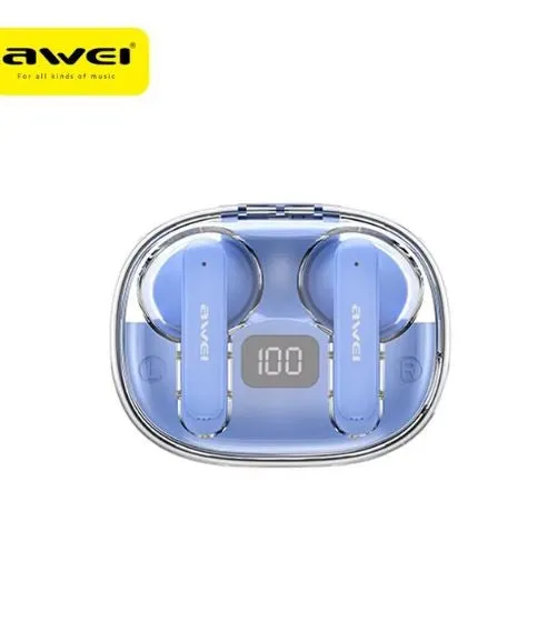 Awei ENC Noise Cancelling Earphones Wireless Bluetooth Earbuds HiFi Stereo Headphones, Blue