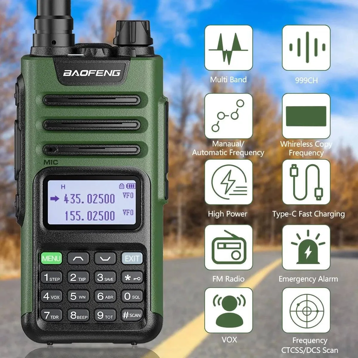 Baofeng M-13 Pro Air Band Walkie Talkie 10W Wireless Copy Frequency Long Range Type-C High Power UV-5R K5 Portable Ham Radio