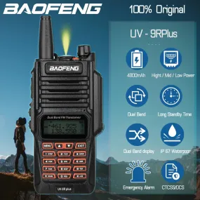 Baofeng UV-9R Plus Hign Power Dual Band 136-174/400-520MHz IP68 Waterproof Ham Radio Walkie Talkie Long Range Third Gear Power