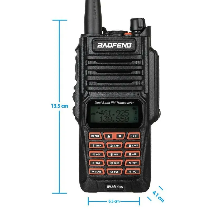 Baofeng UV-9R Plus Hign Power Dual Band 136-174/400-520MHz IP68 Waterproof Ham Radio Walkie Talkie Long Range Third Gear Power