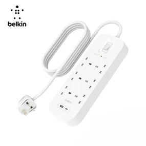 Belkin 6Way 2M Surge Protection Strip with USB A   C