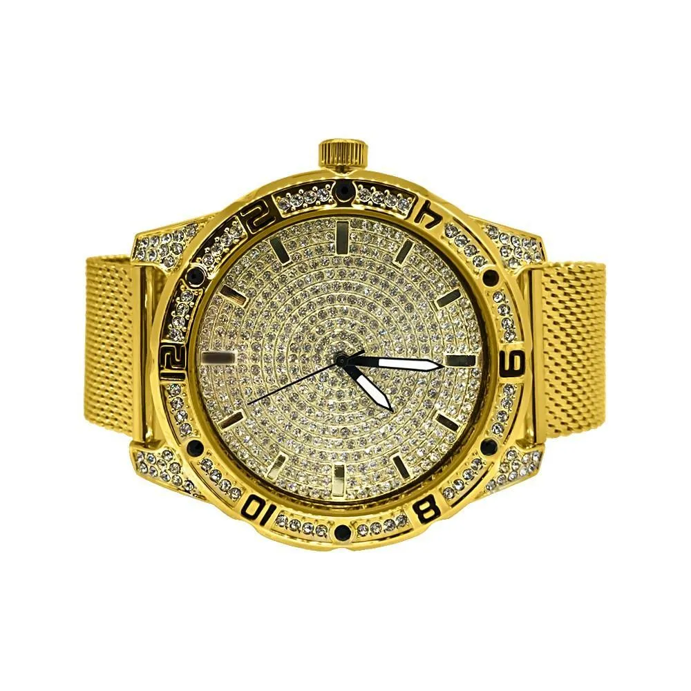 Bling Bling Dial Sport Gold Mesh Band Watch