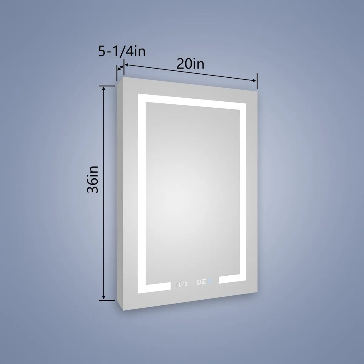 Boost-M2 20" W x 36" H LED Lighted Bathroom Medicine Cabinet with Mirror and Clock, Right Hinge