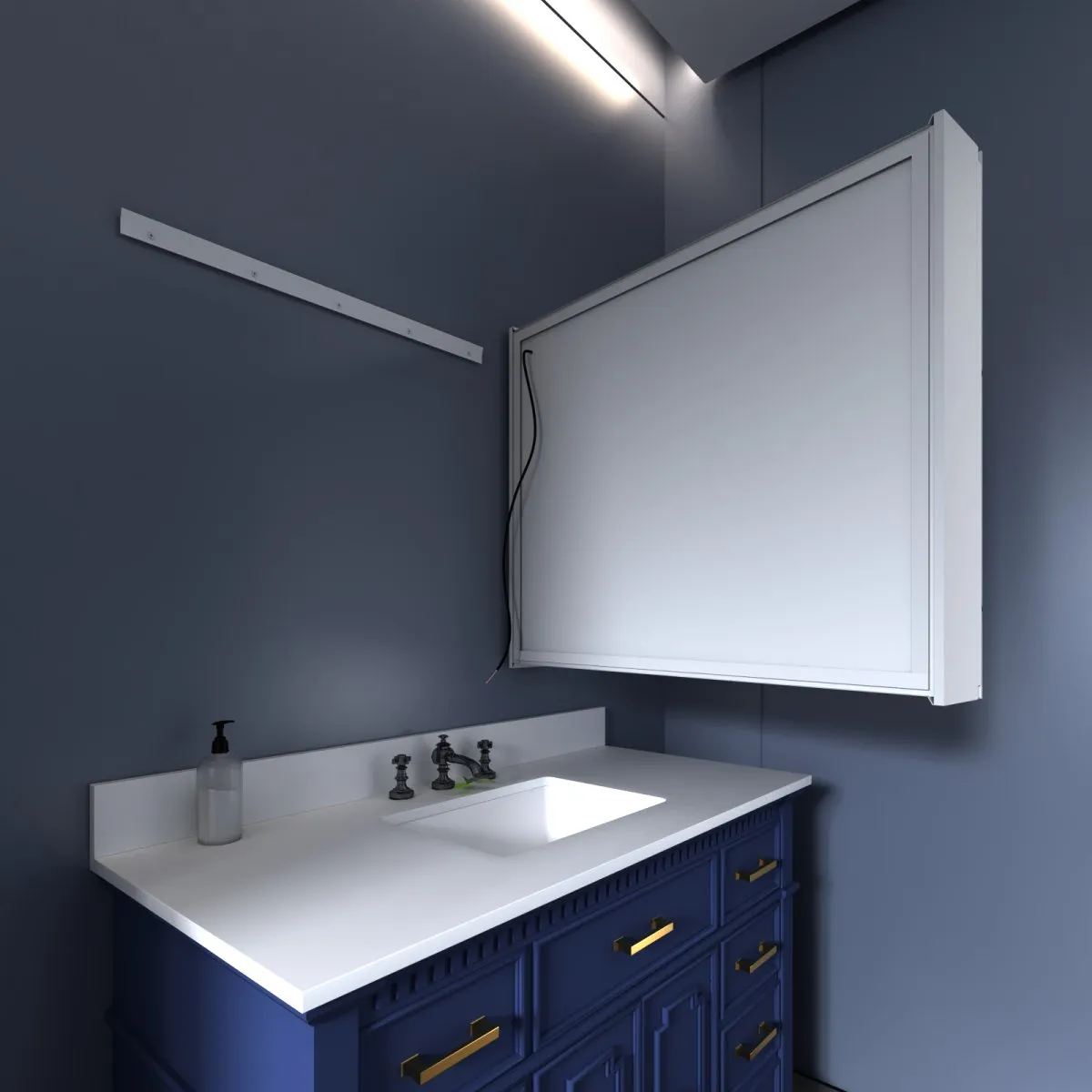 Boost-M2 20" W x 36" H LED Lighted Bathroom Medicine Cabinet with Mirror and Clock, Right Hinge