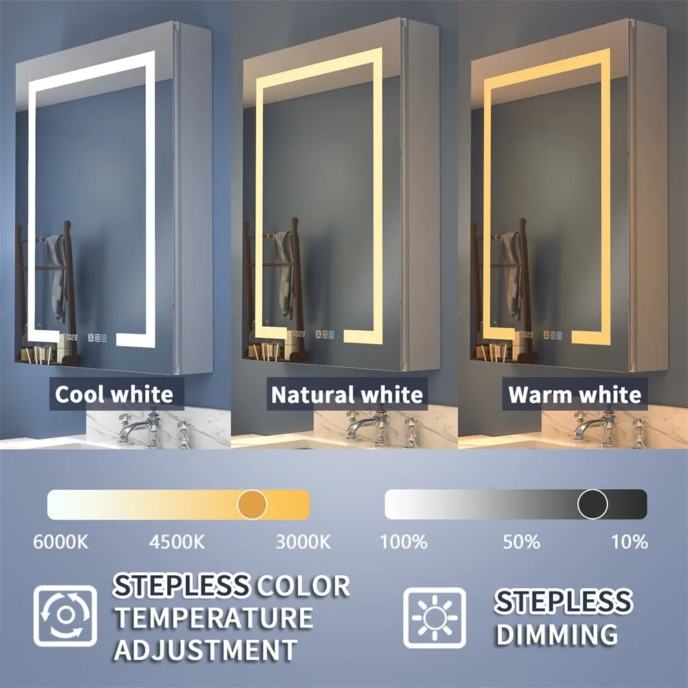 Boost-M2 60" W x 36" H Combination Medicine Cabinet with Mirror led Lighted Medicine Cabinet