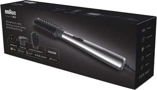 BRAUN Hair Dryer Super Ionic 3 Attachments Air Styler , 3 Speeds , Ionic Grey , 1000W P