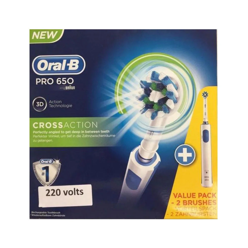 Braun Oral-B D16524H Pro 600 Electric Rechargeable Toothbrush 220-240 Volts 50Hz Export Only