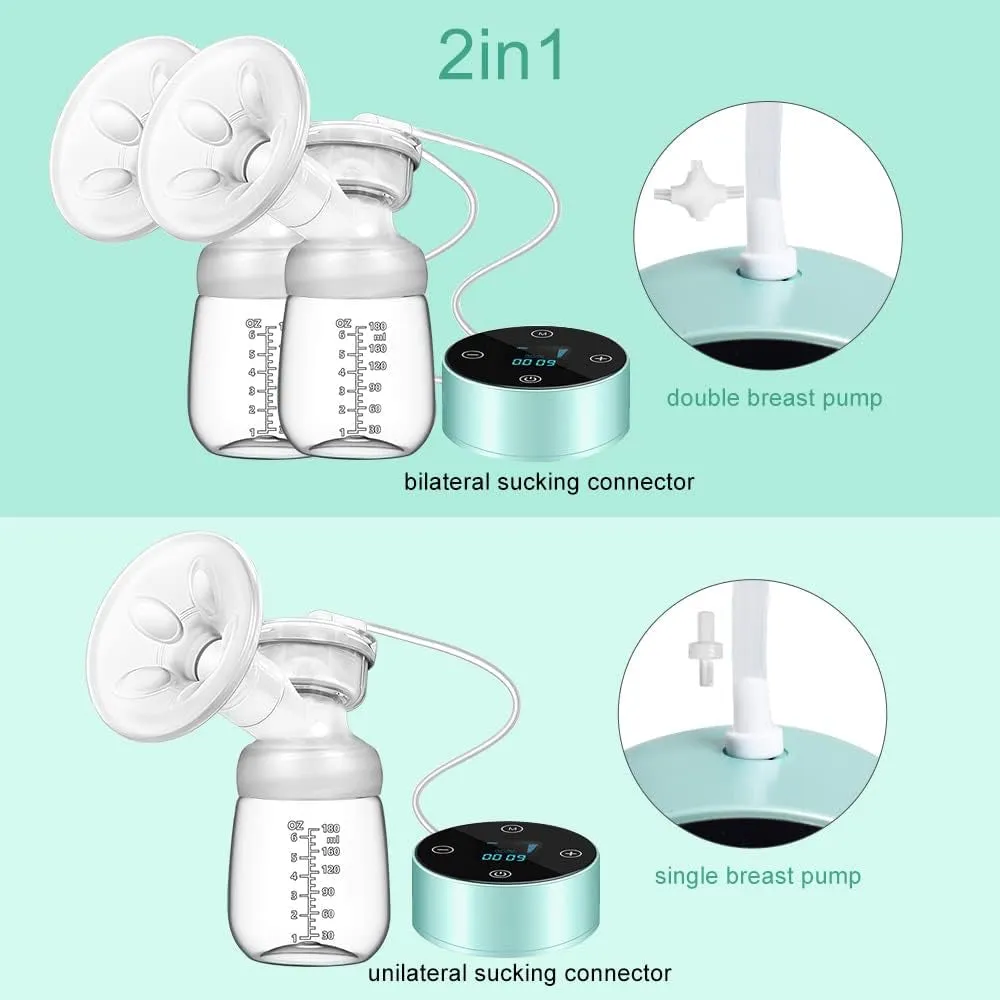 Breast Pump, Electric Breastfeeding Pump 3 Modes 10 Levels Dual Rechargeable Nursing Double Breast Milk Pump Massage with Touchscreen LED BPA Free