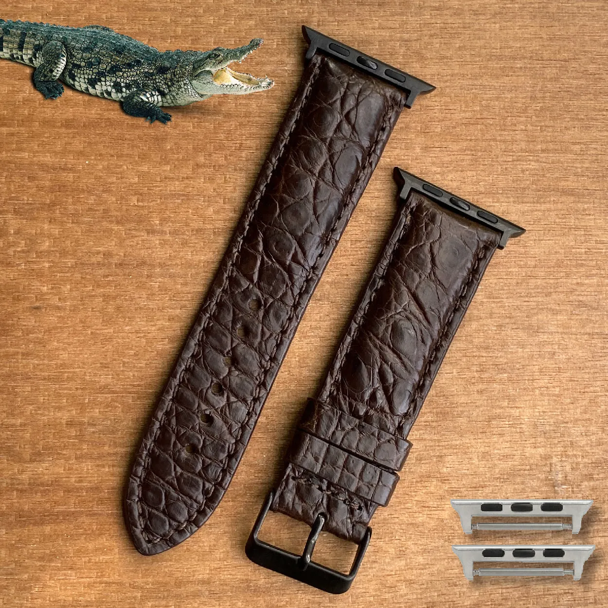 Brown Alligator Leather Strap For Apple Watch Ultra Series 8 7 6 5 4 3 SE | AW-44