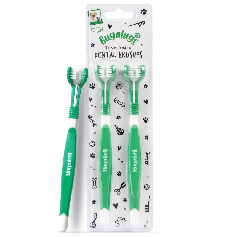 Bugalugs Triple Headed Toothbrush 2pk