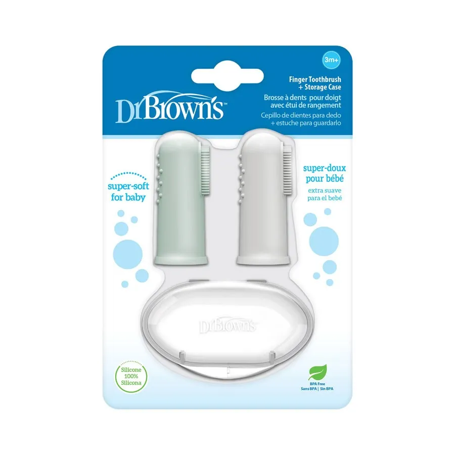 [Bundle of 2] Dr.Brown's Silicone Finger Toothbrush w/ Case 2-Pack