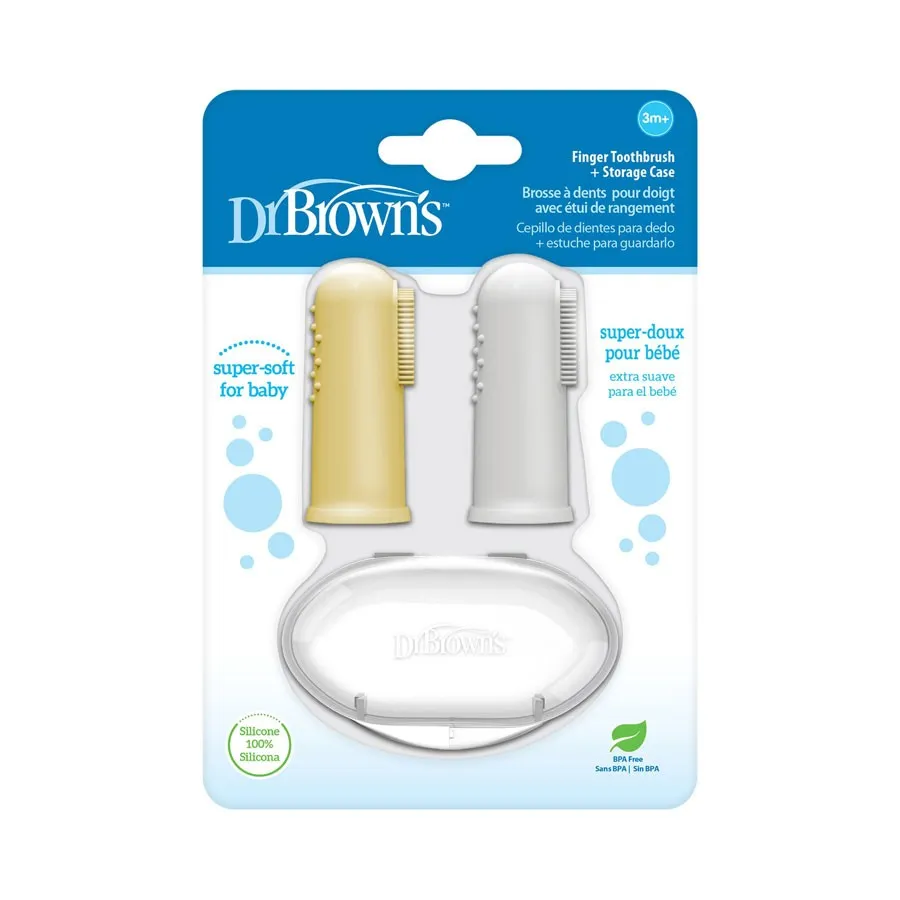 [Bundle of 2] Dr.Brown's Silicone Finger Toothbrush w/ Case 2-Pack