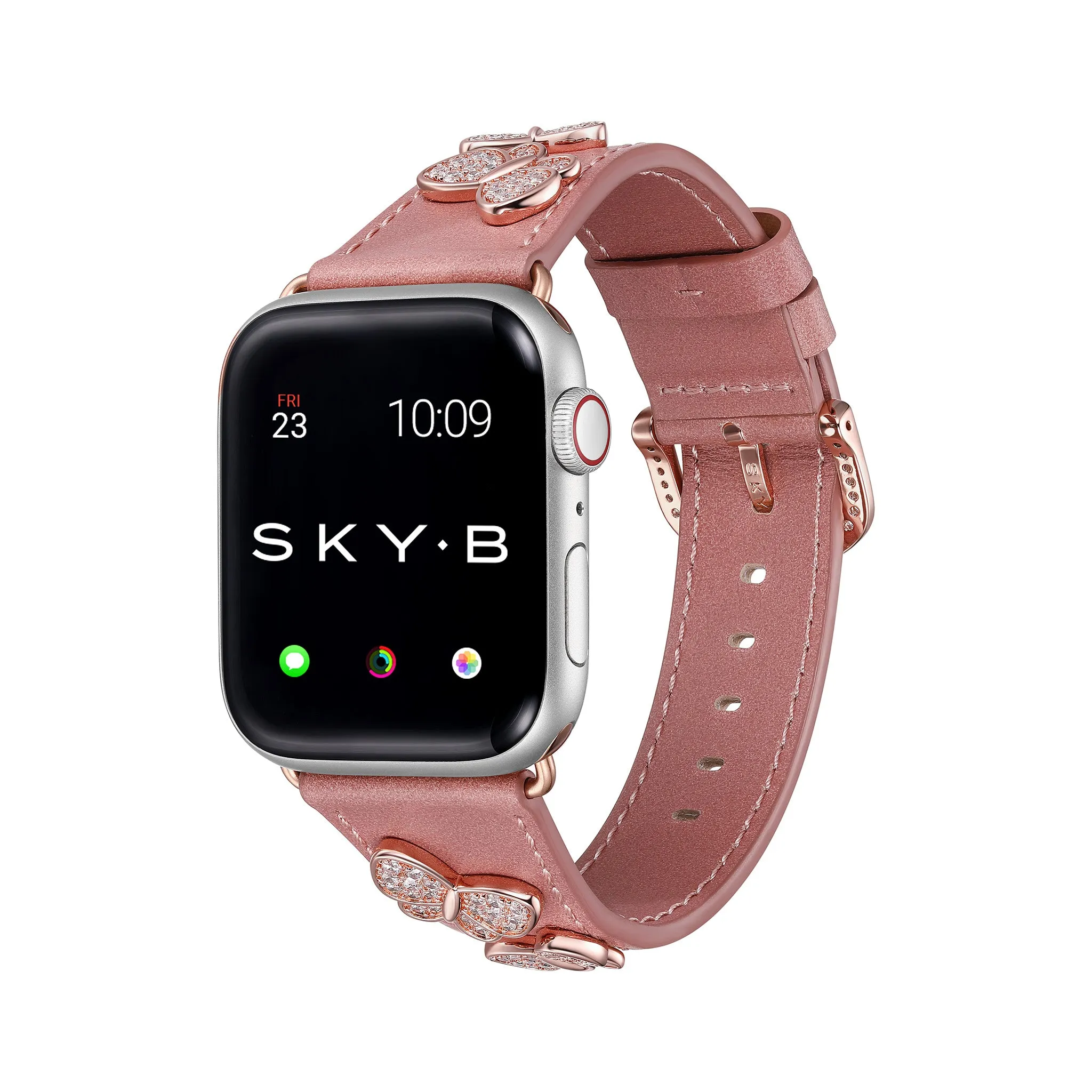 Butterfly Leather Apple Watch Strap - Peach Leather & Rose Gold