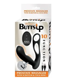 Butts Up Prostate Massager W-scrotum & Cockring - Black