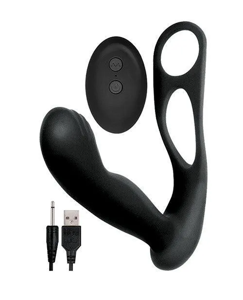 Butts Up Prostate Massager W-scrotum & Cockring - Black