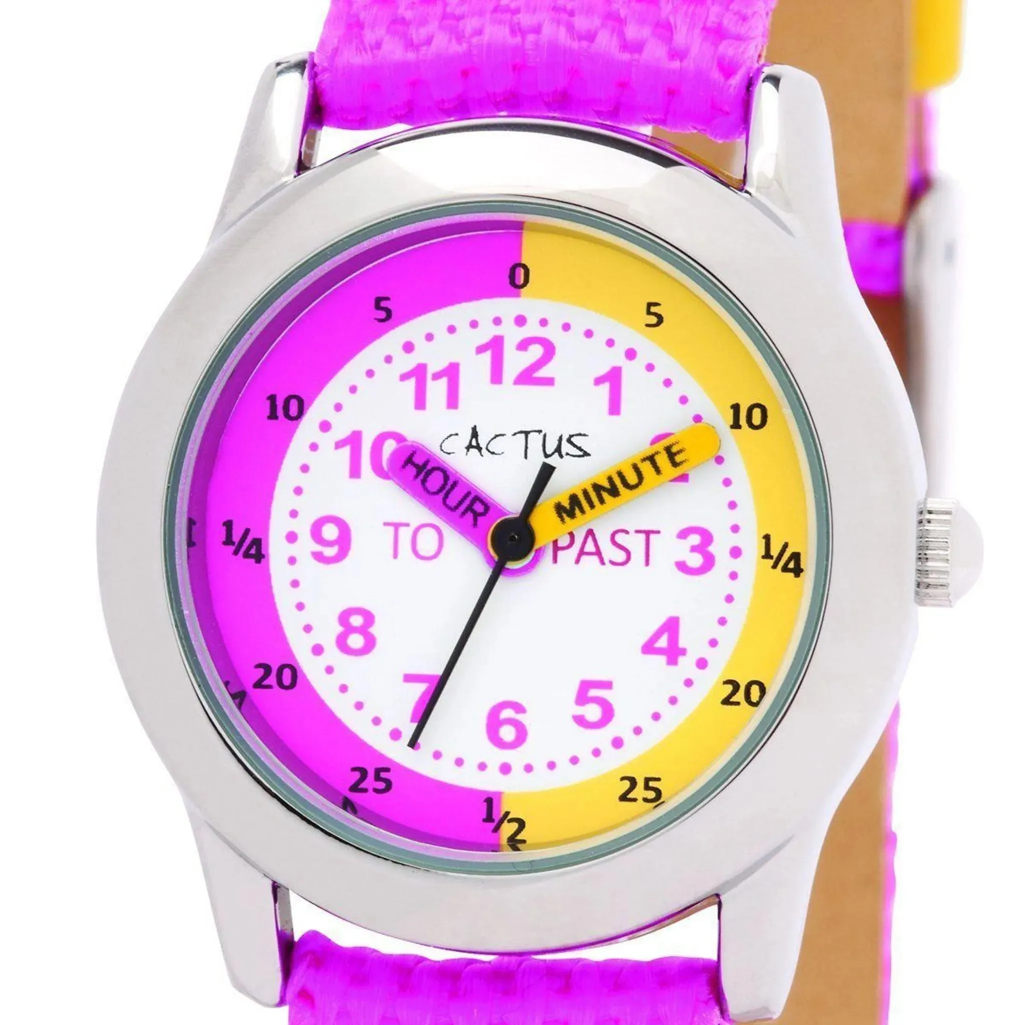 Cactus - Time Teacher - Girls Kids Watch - Pink / Yellow with Flowers