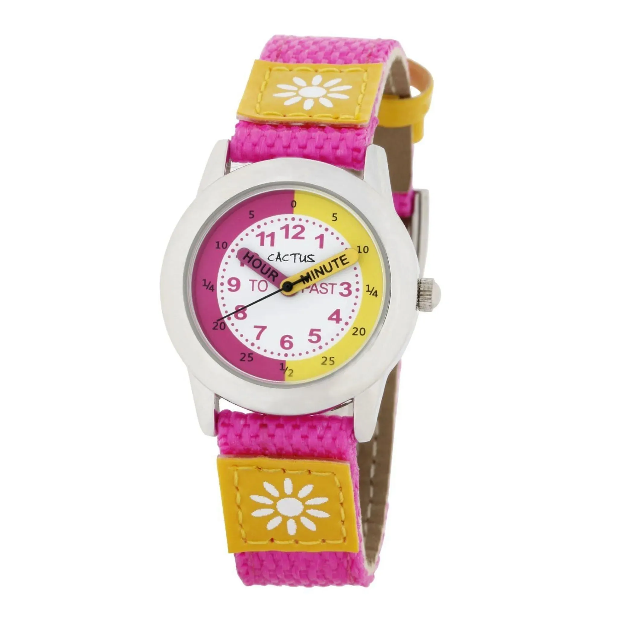 Cactus - Time Teacher - Girls Kids Watch - Pink / Yellow with Flowers