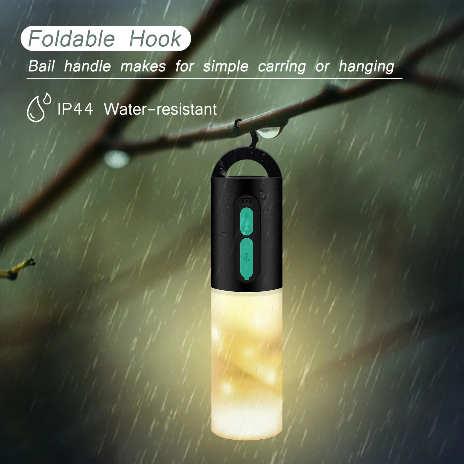 Camping String Lights-Camping Lantern with String Light(33Ft),Rechargeable Flashlights with 4000mAh Charger,IP44 Waterproof Camping Lights,Portable Lantern Flashlight for Emergency,Camping,Hiking