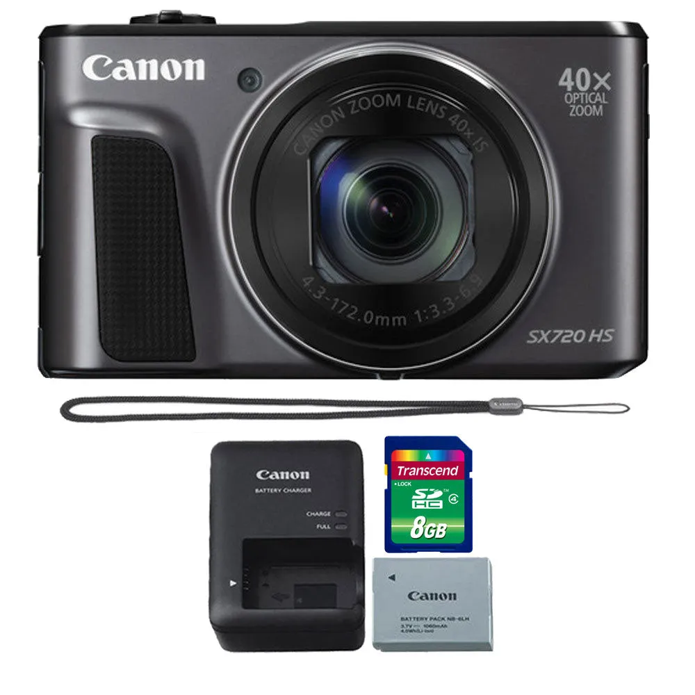 Canon PowerShot SX720 20.3MP Digital Camera Black with 8GB Memory Card