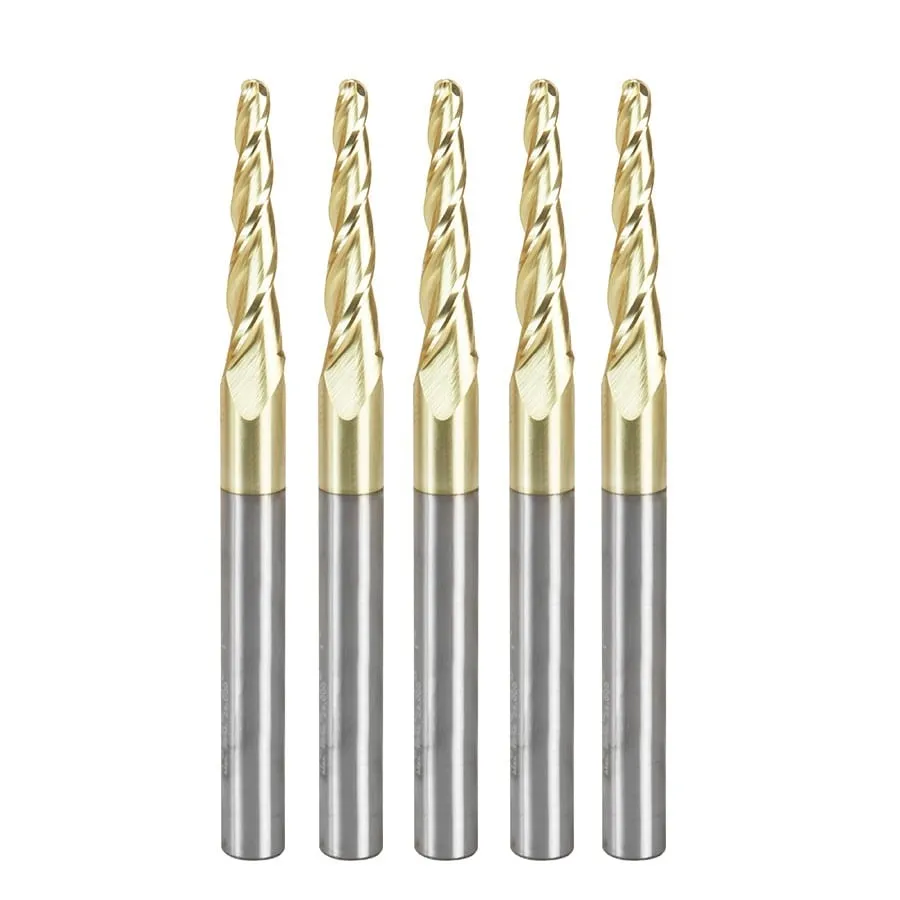 Carving Tapered Ball Nose CNC Router Bit | 3.6° x 1⁄8 Dia x 1⁄16 Radius x 1 x 1⁄4 Shank x 3" Long | 46286-5 | 738685928653