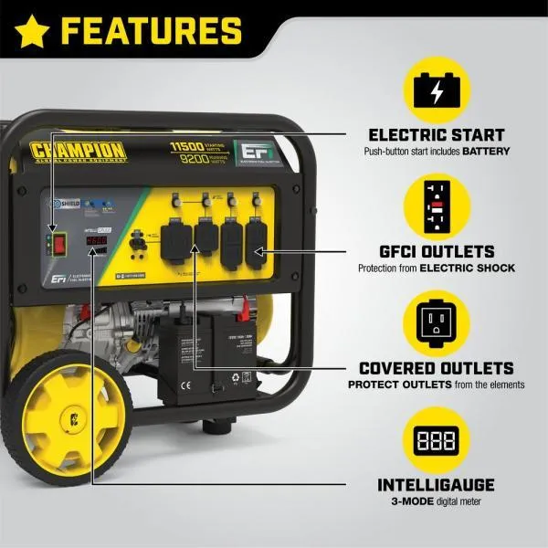 Champion 100485 9200W/11500W Electric Start CO Sense EFI Gas Generator New