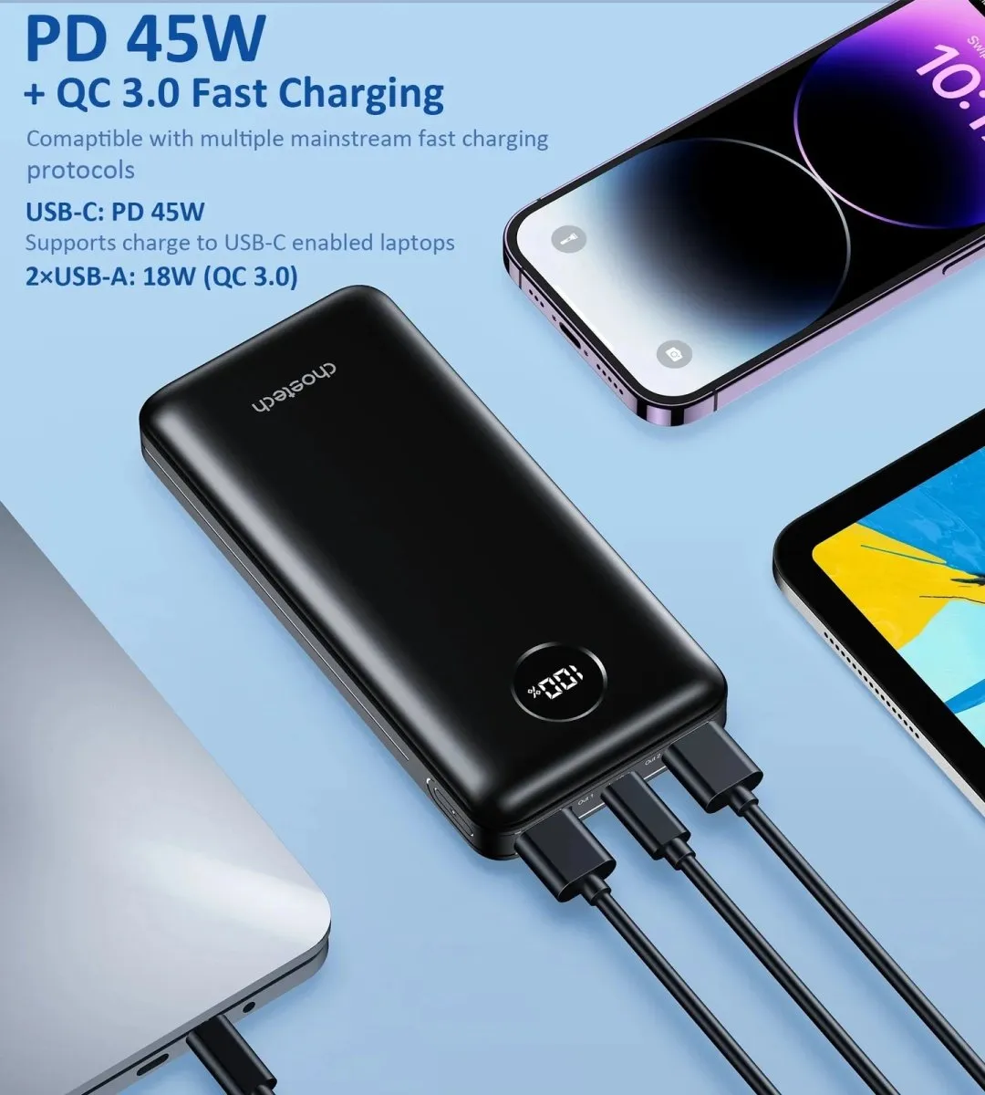 CHOETECH B653 PD45W 20000mAh Power Bank Fast Charging Battery Portable Charger