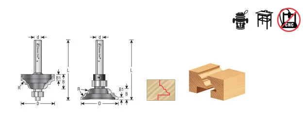 Classical Stile Router Bit | 9⁄64 Radius x 1 3⁄32 Dia x 1⁄2 x 1⁄4" Shank | 49670 | 738685496701