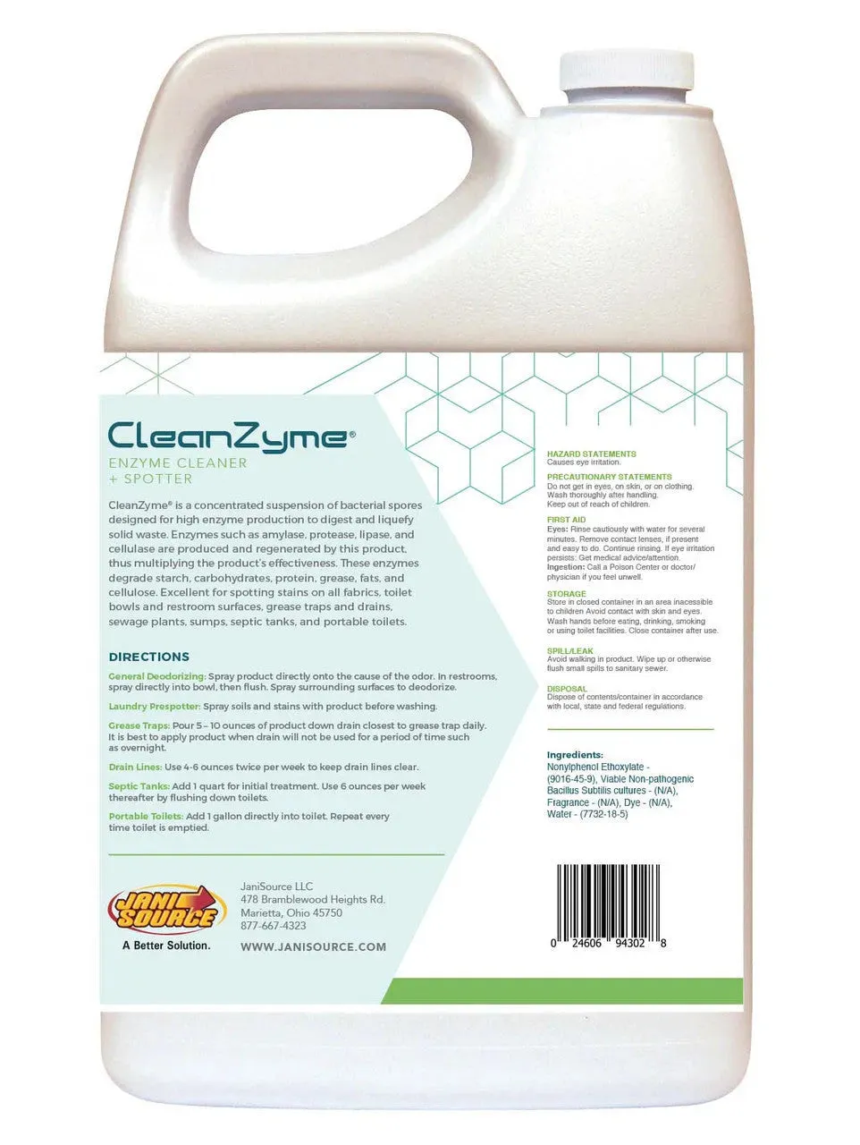 CleanZyme - Enzyme Cleaner, Spotter & Odor Remover, 1 Gallon