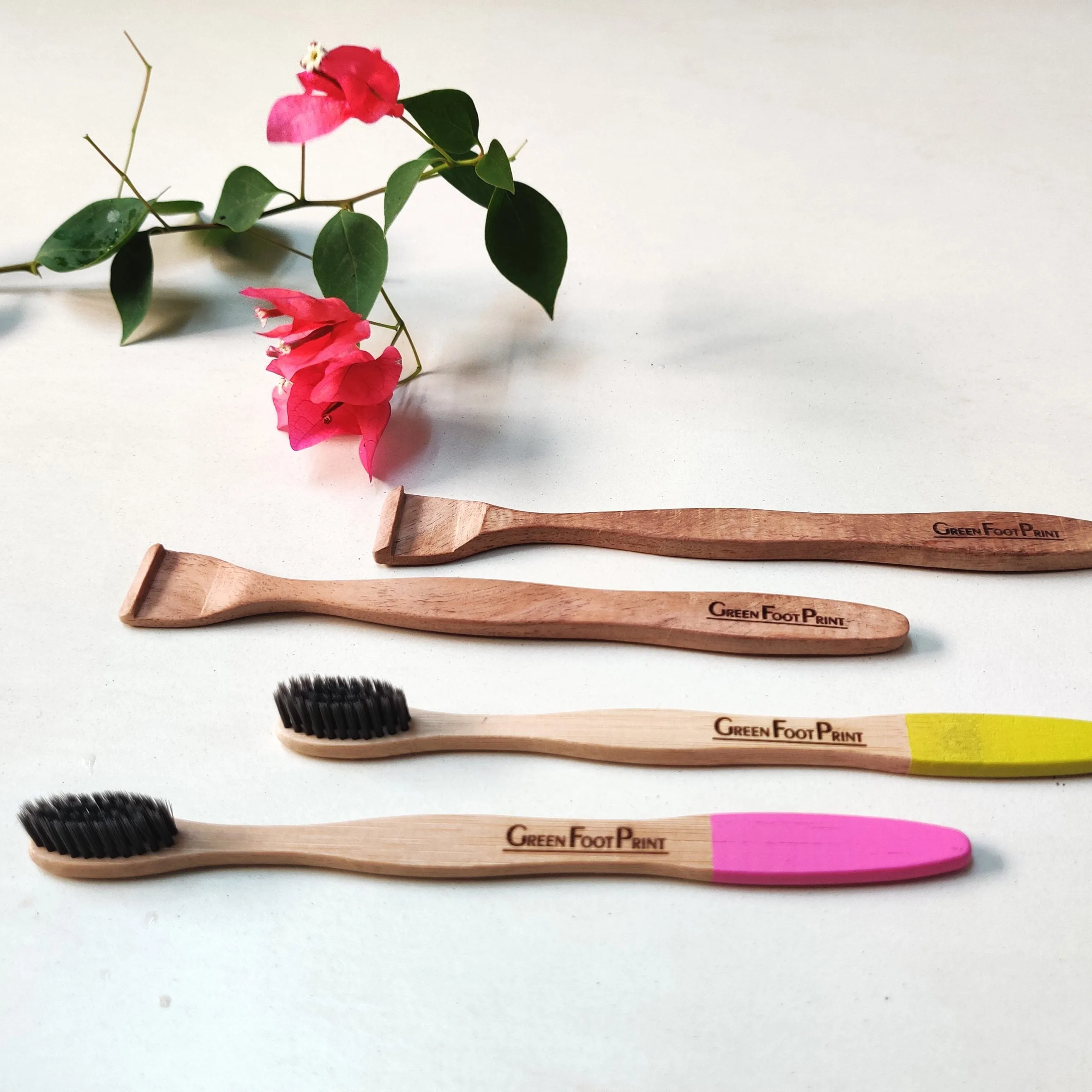 Combo- Bamboo Toothbrush & Neem Wood Tongue Cleaner