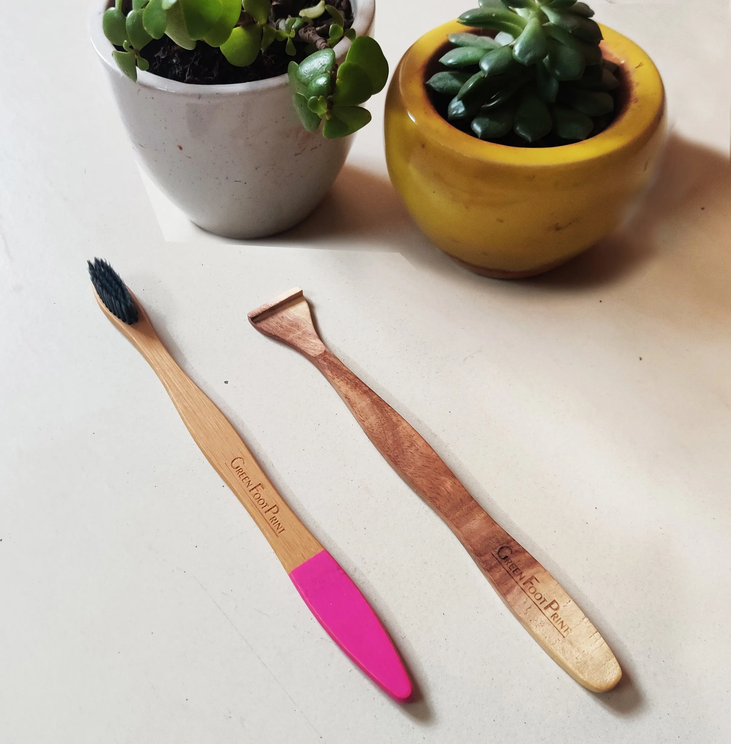 Combo- Bamboo Toothbrush & Neem Wood Tongue Cleaner