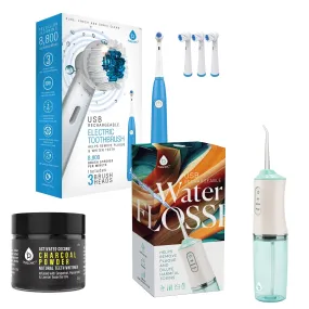 Complete Dental Care Power Pack - Electric Toothbrush, Water Flosser & Whitening Powder by Pursonic