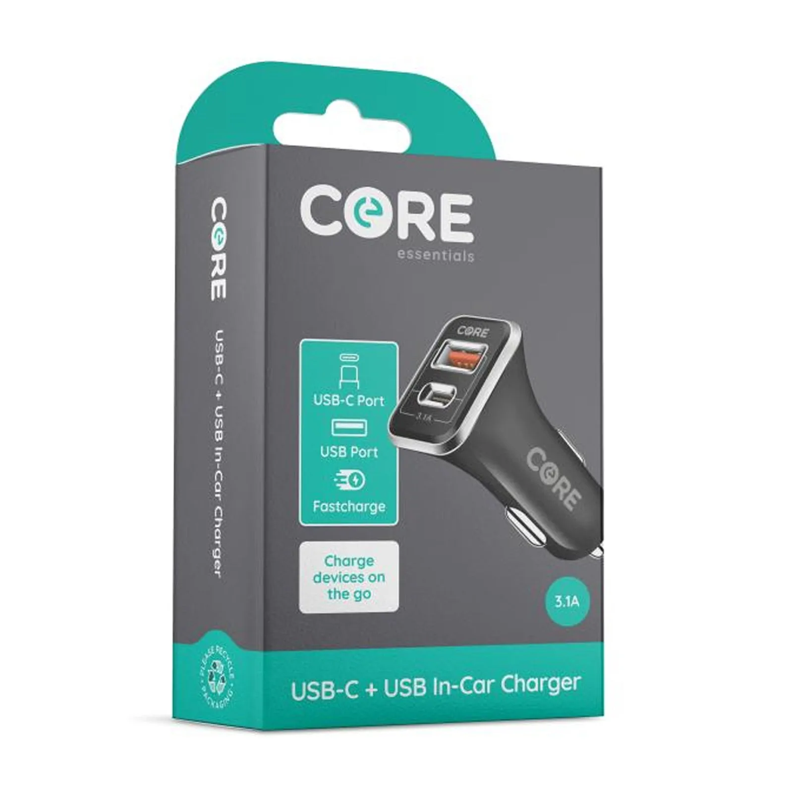 Core USB-C  USB Car Charger 3.1A