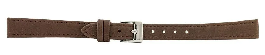 Dark Brown Flat Stitch Leather Watch Band 12mm 175864