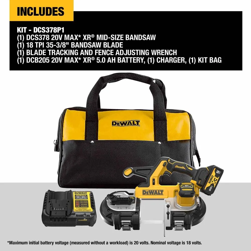 DeWalt DCS378P1 20V MAX XR Mid-Size Bandsaw (5.0Ah Battery Kit)