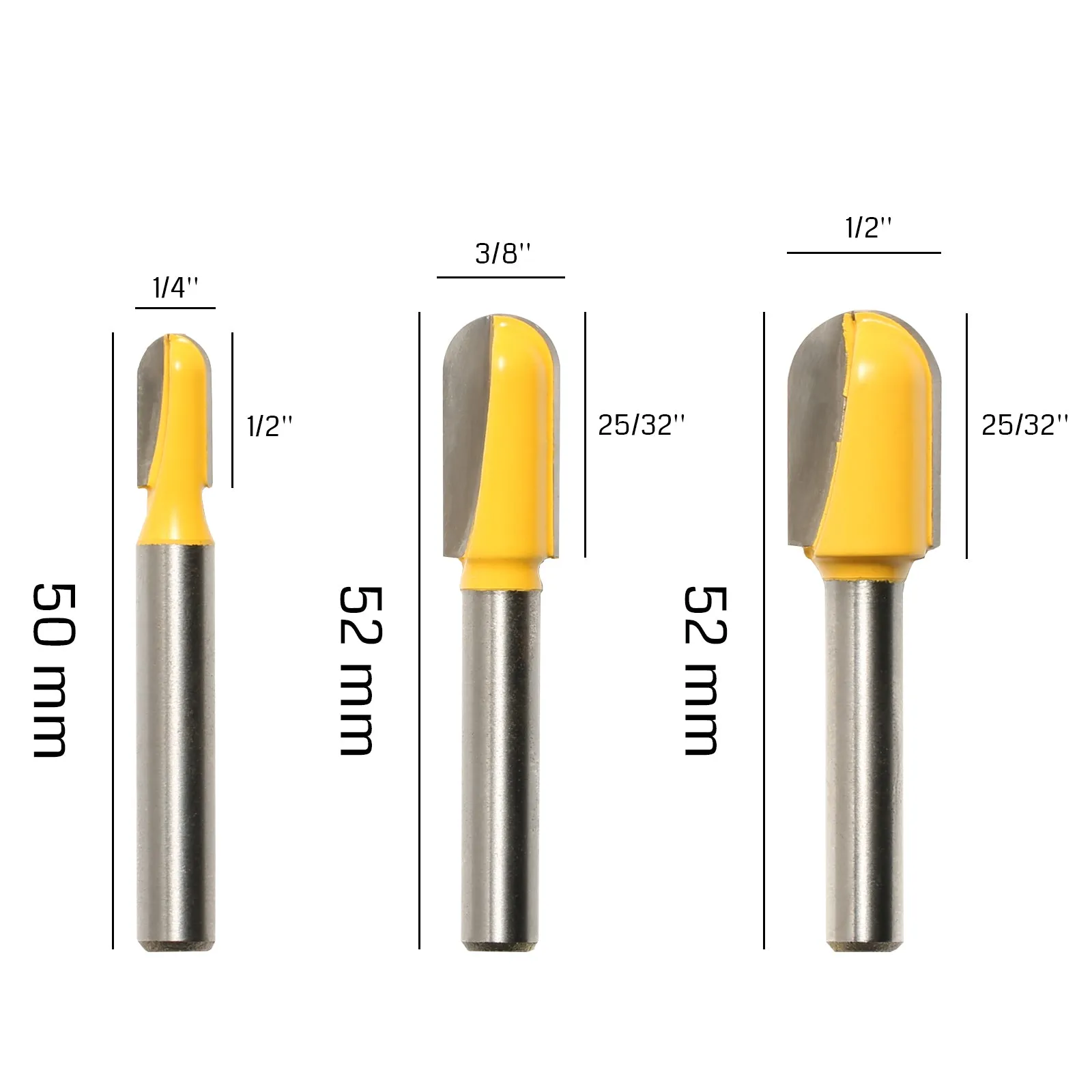 [Discontinued] VR06A, V-Groove & Round Nose, 1/4'', 3/8'', 1/2'' Shank, 6Pcs Router Bit Set