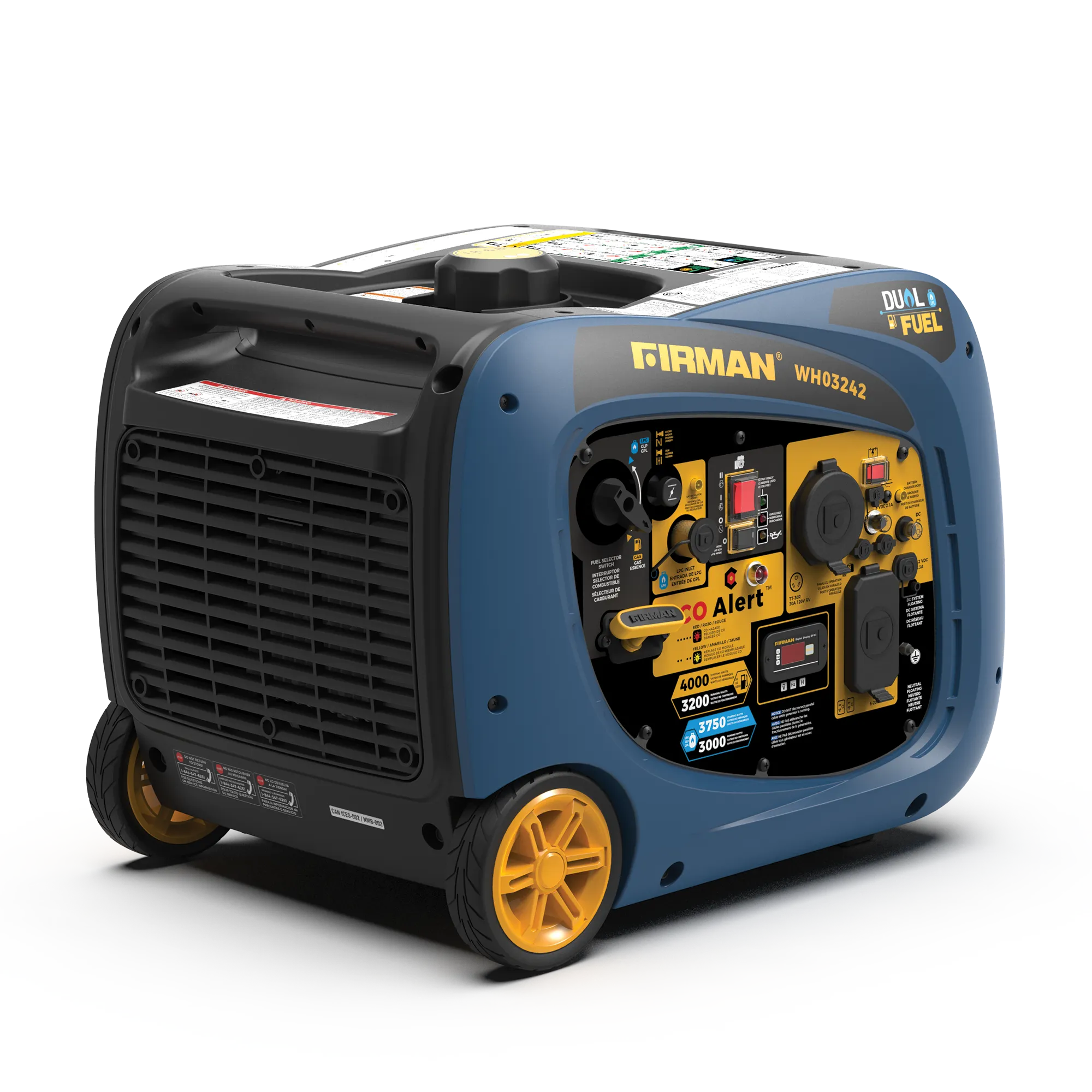 Dual Fuel Inverter Portable Generator 4000W Electric Start with CO ALERT