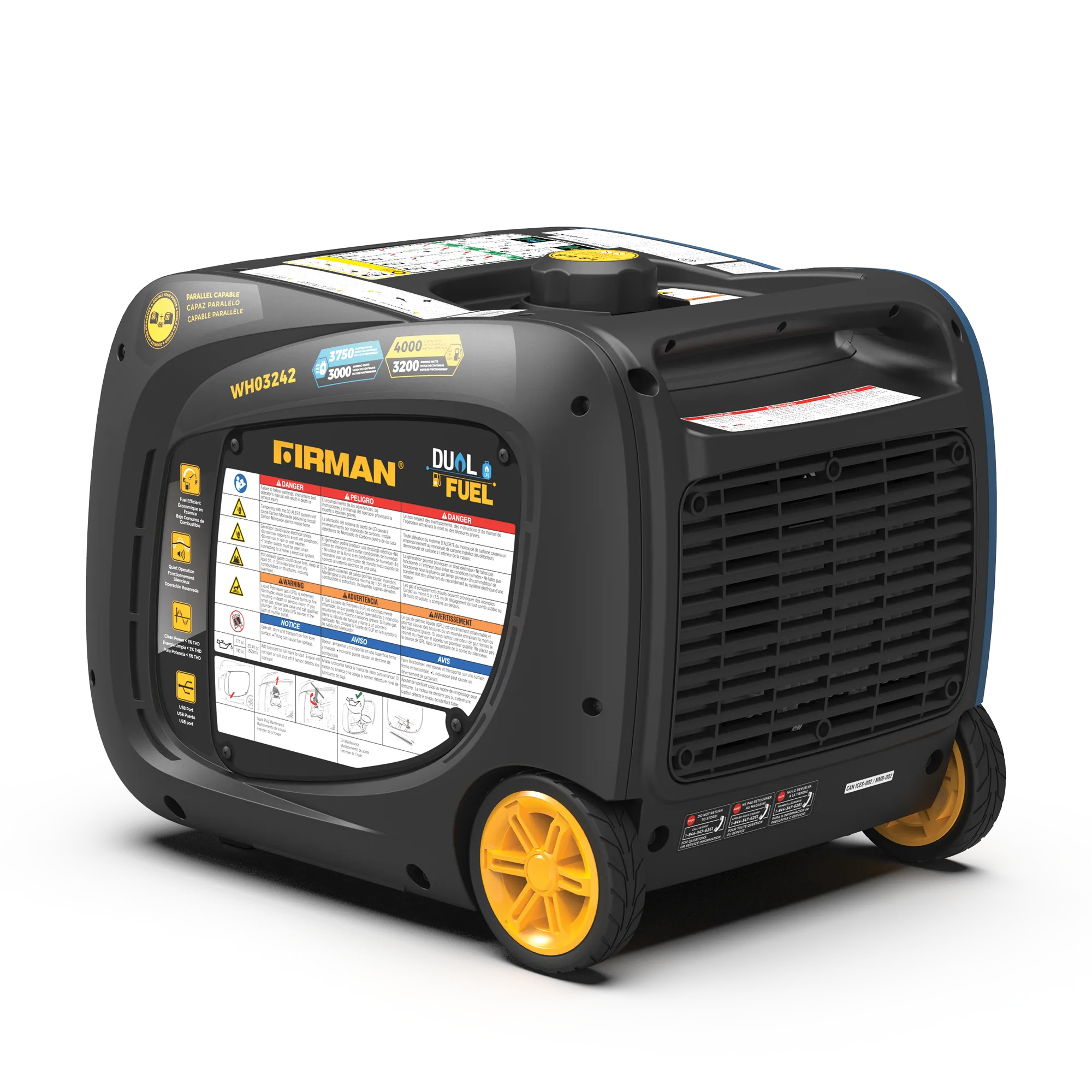 Dual Fuel Inverter Portable Generator 4000W Electric Start with CO ALERT