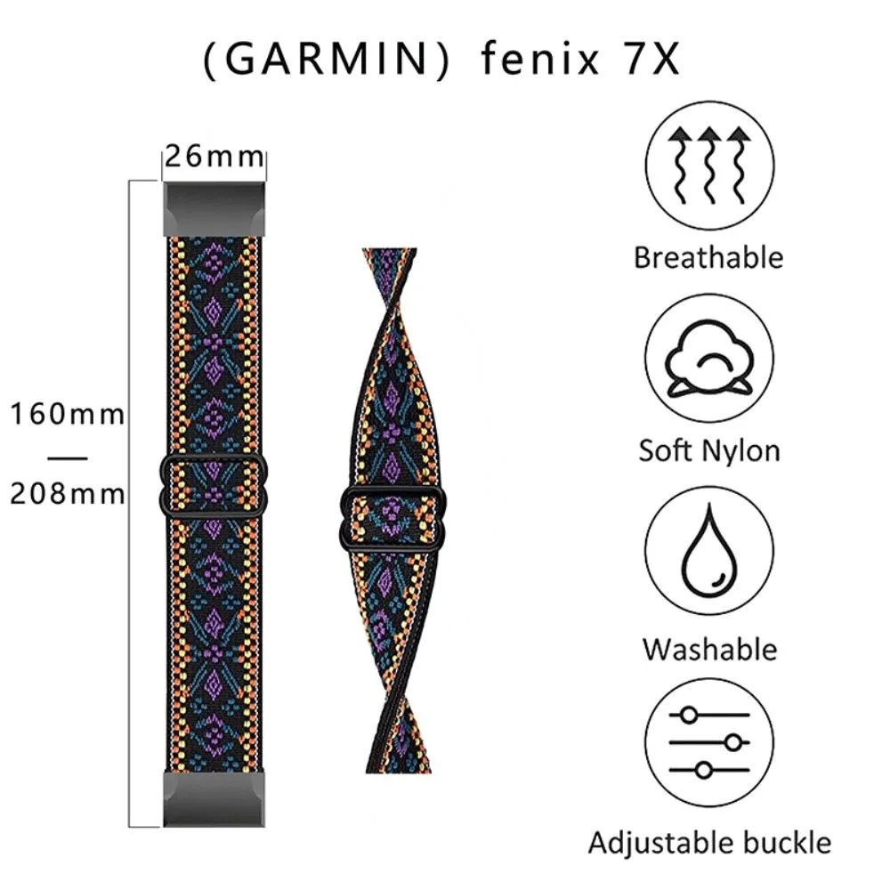 Elastic nylon cool pattern watch strap for Garmin watch - Wine Red