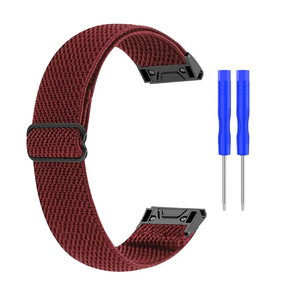 Elastic nylon cool pattern watch strap for Garmin watch - Wine Red